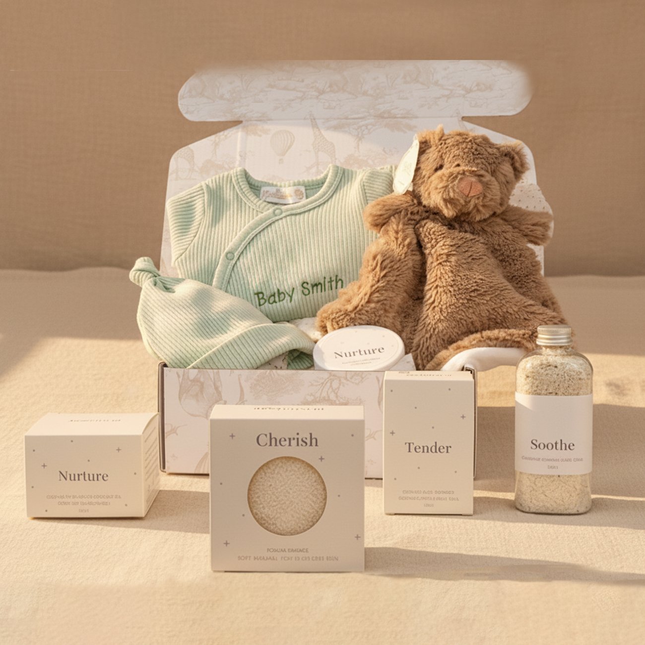 Personalised Unisex Baby Gift Basket | Organic New Baby Essentials