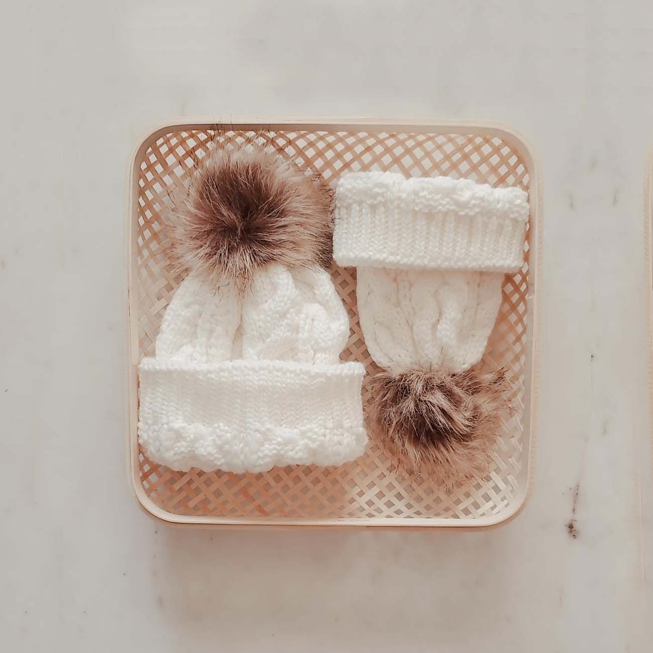 Matching Mummy and Baby Winter Hats | Cream