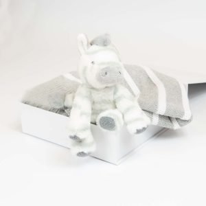 Knitted Blanket and Soft Toy Gift Set | Grey