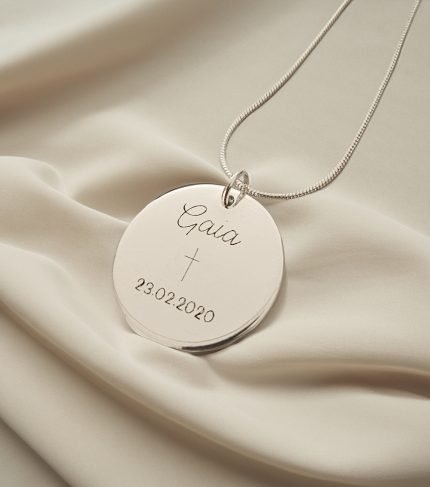 Engraved Sterling Silver Christening Necklace